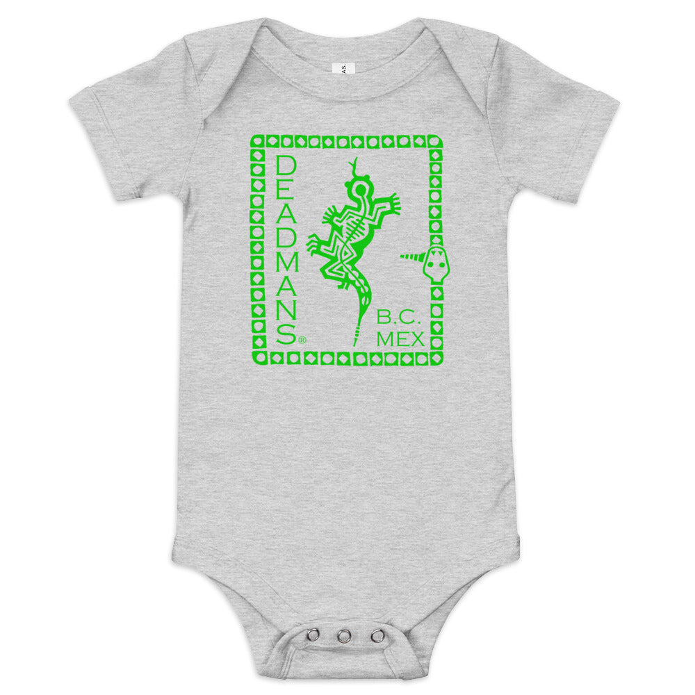 Baby short sleeve one piece - Green Crazy Lizard