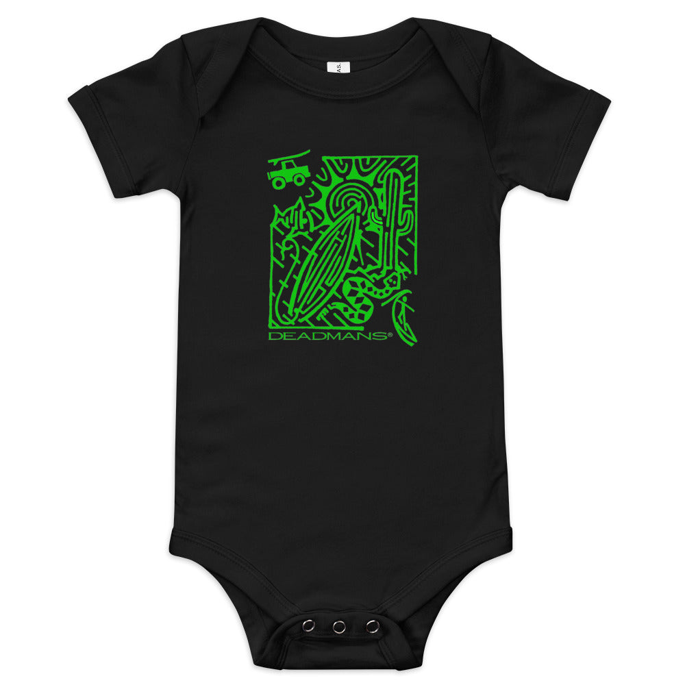 Baby short sleeve one piece - Green Surf Maze