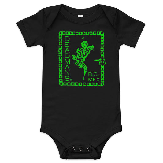 Baby short sleeve one piece - Green Crazy Lizard