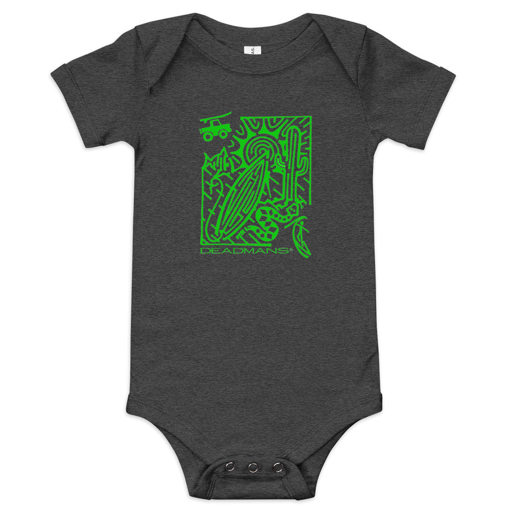 Baby short sleeve one piece - Green Surf Maze