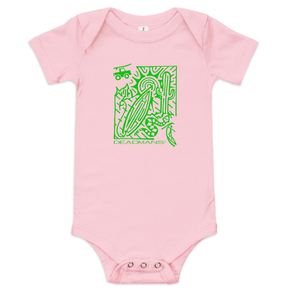 Baby short sleeve one piece - Green Surf Maze