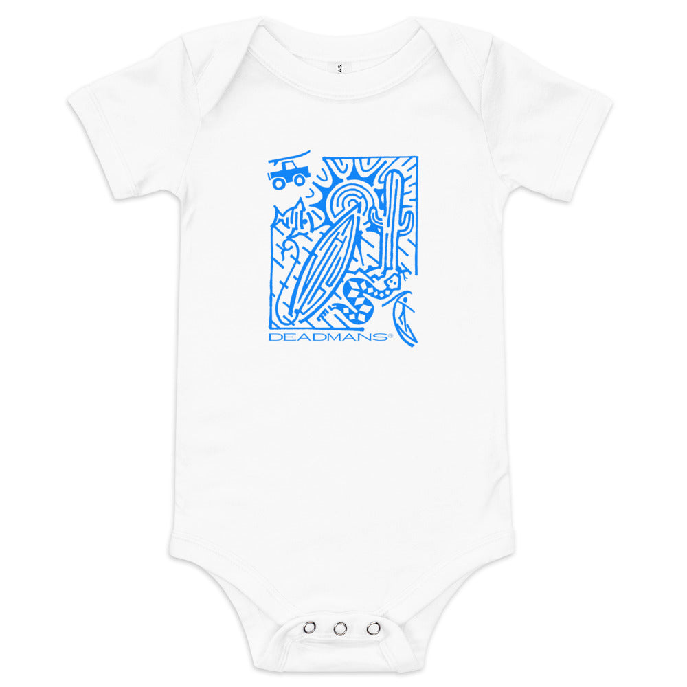 Baby short sleeve one piece - Blue Surf Maze