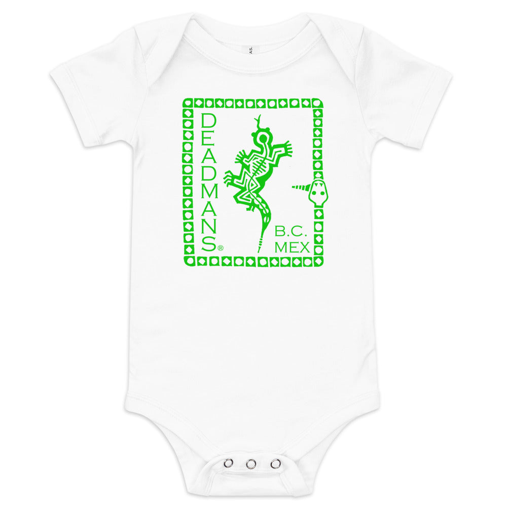 Baby short sleeve one piece - Green Crazy Lizard