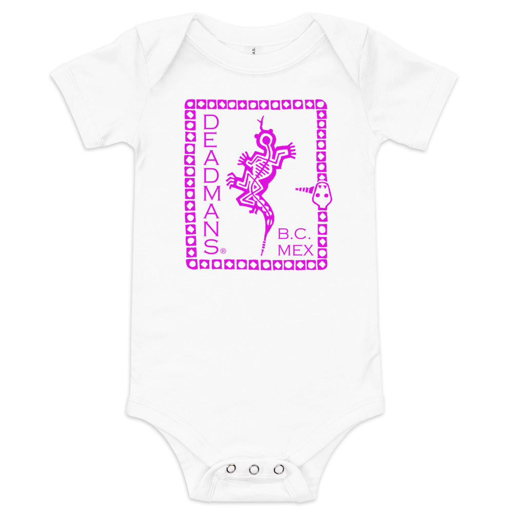 Baby short sleeve one piece - Pink Crazy Lizard
