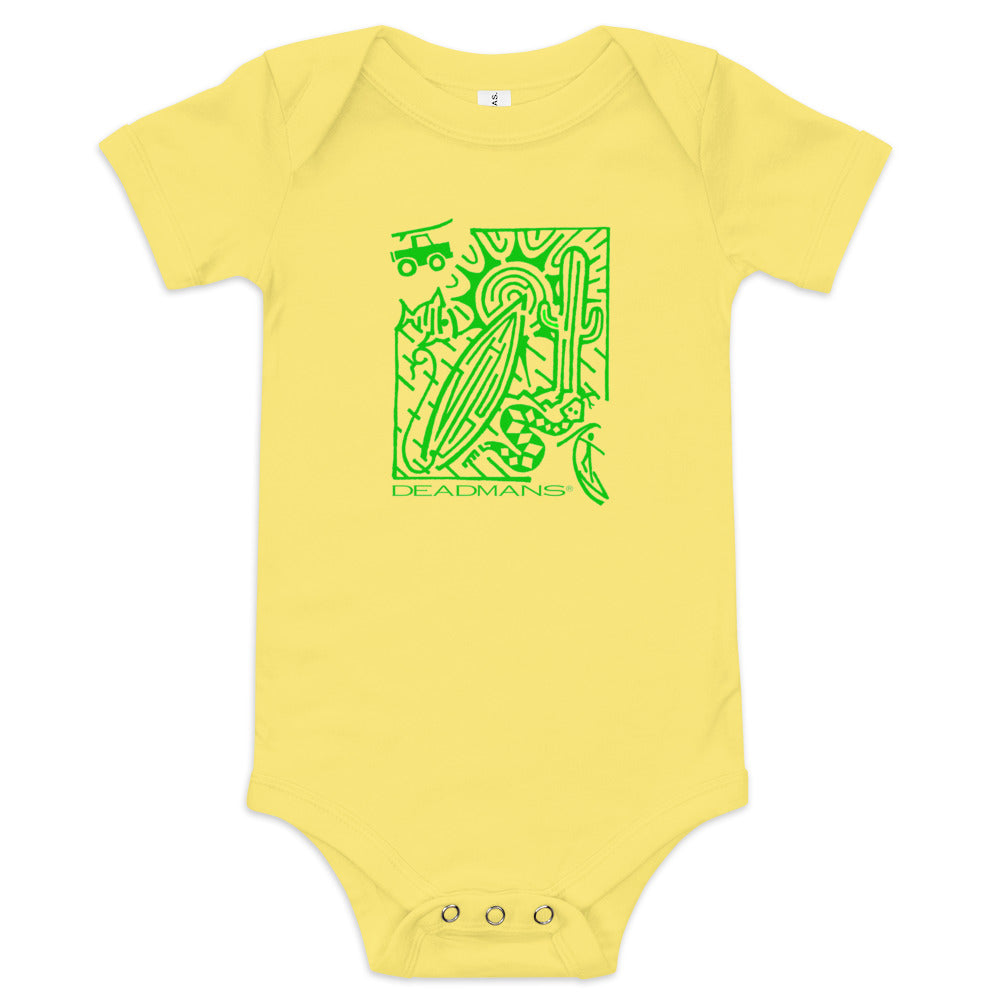 Baby short sleeve one piece - Green Surf Maze