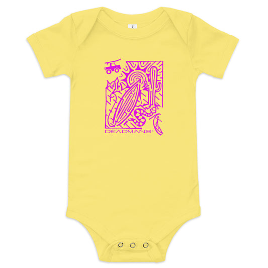 Baby short sleeve one piece - Pink Surf Maze