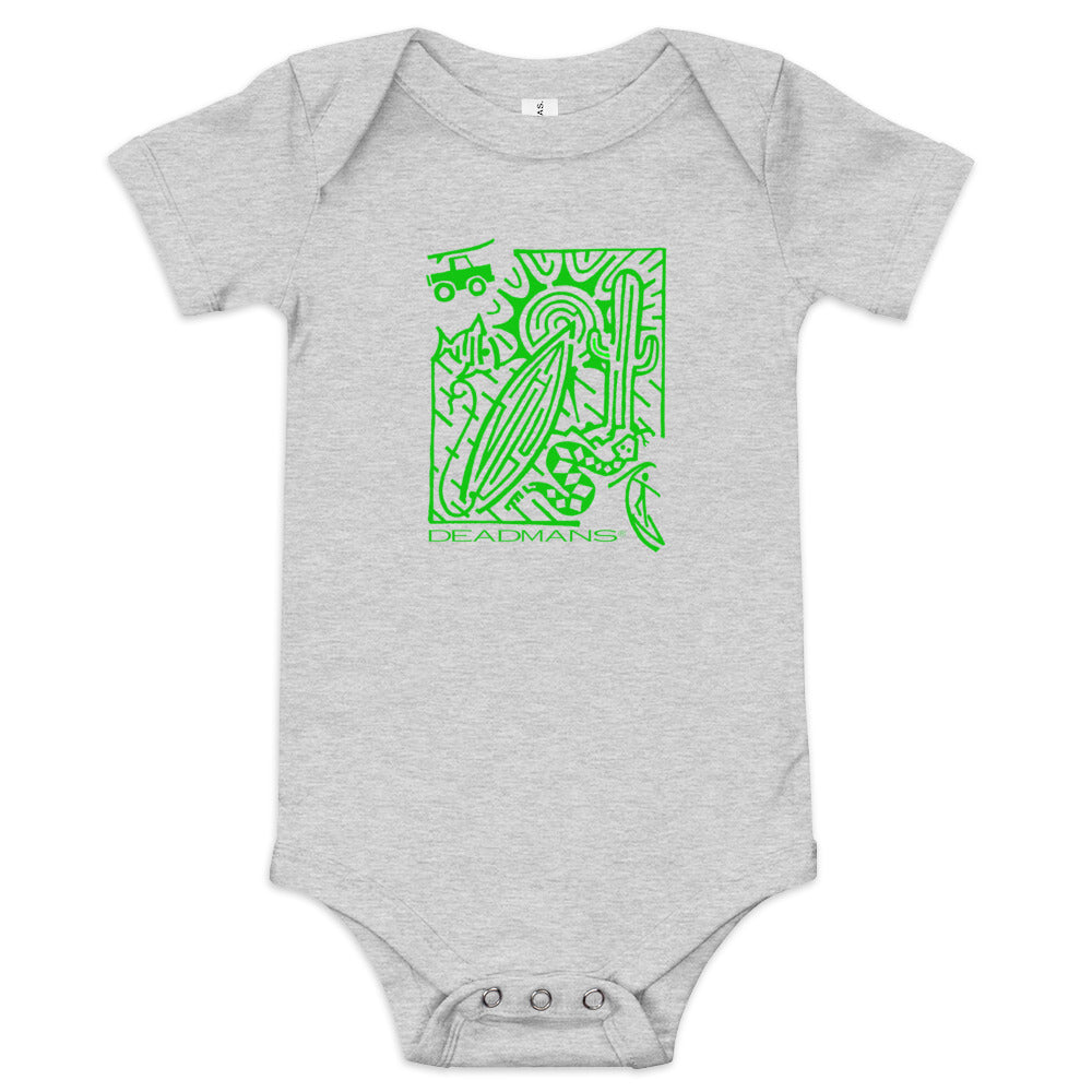 Baby short sleeve one piece - Green Surf Maze