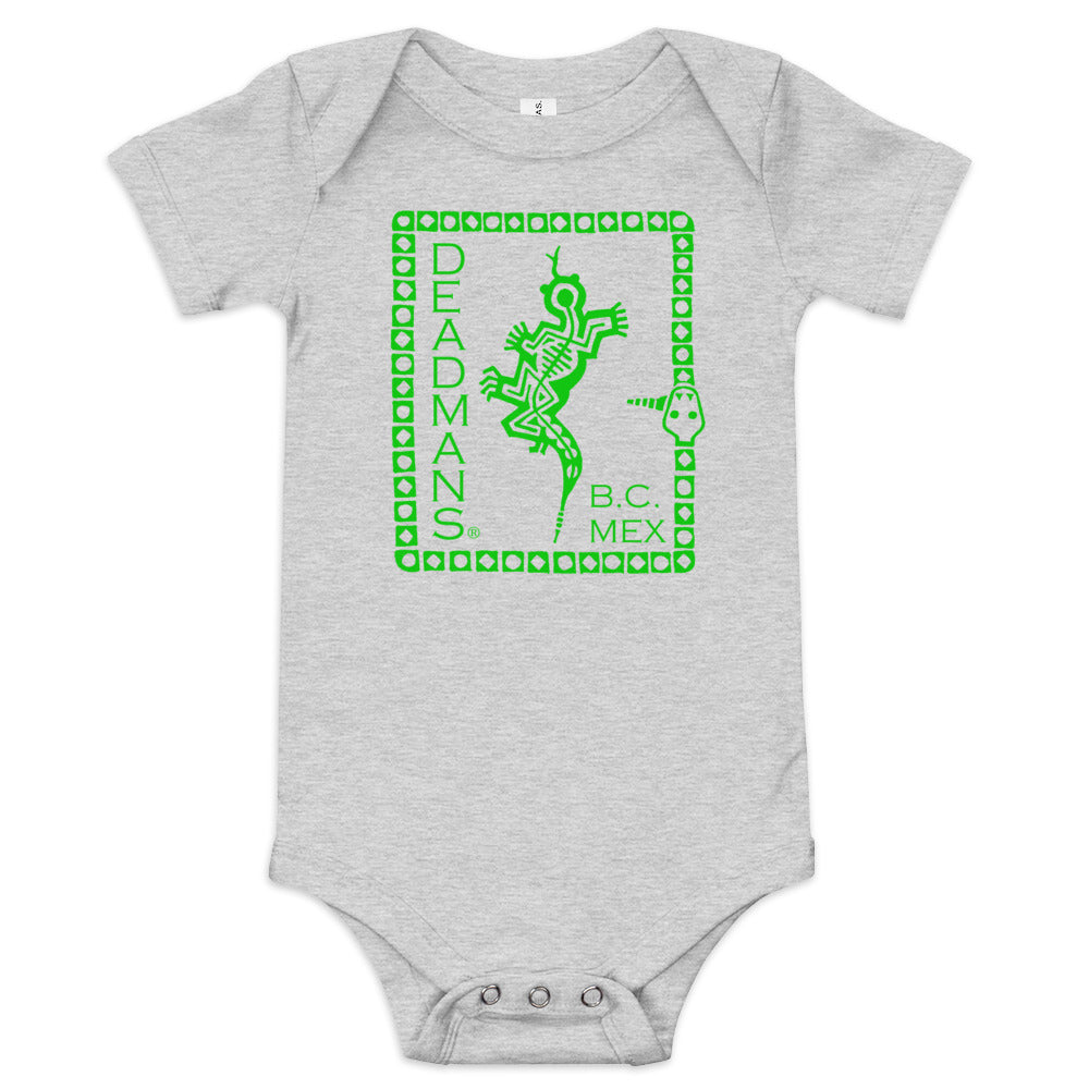 Baby short sleeve one piece - Green Crazy Lizard