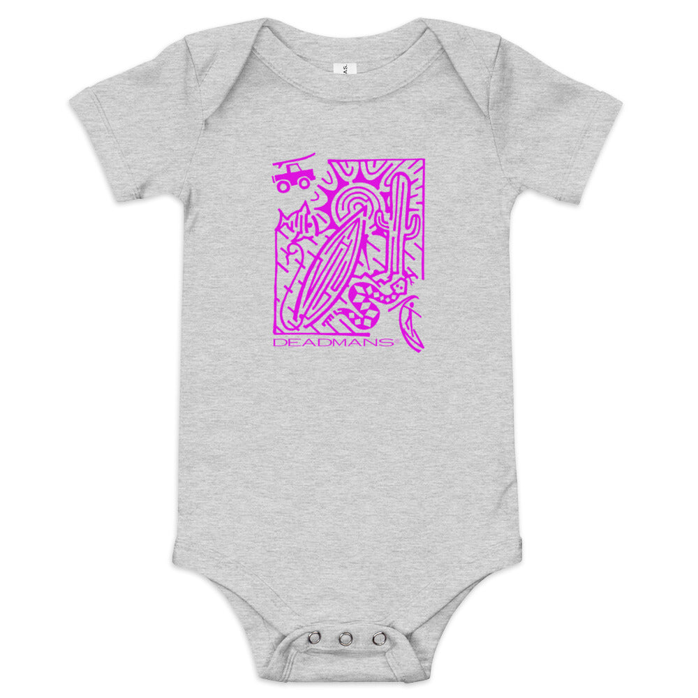 Baby short sleeve one piece - Pink Surf Maze