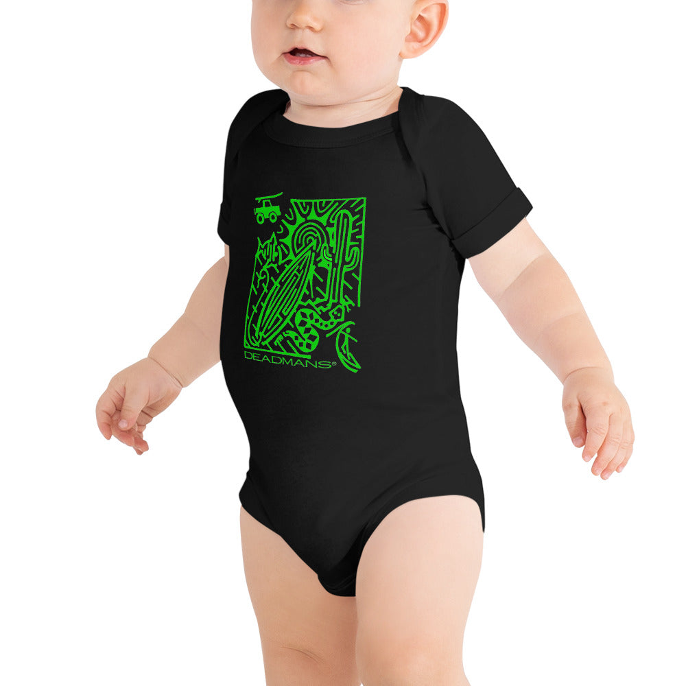 Baby short sleeve one piece - Green Surf Maze