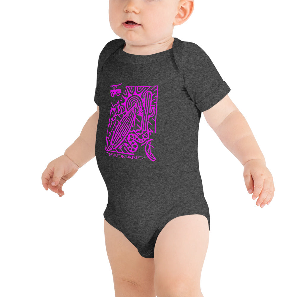 Baby short sleeve one piece - Pink Surf Maze