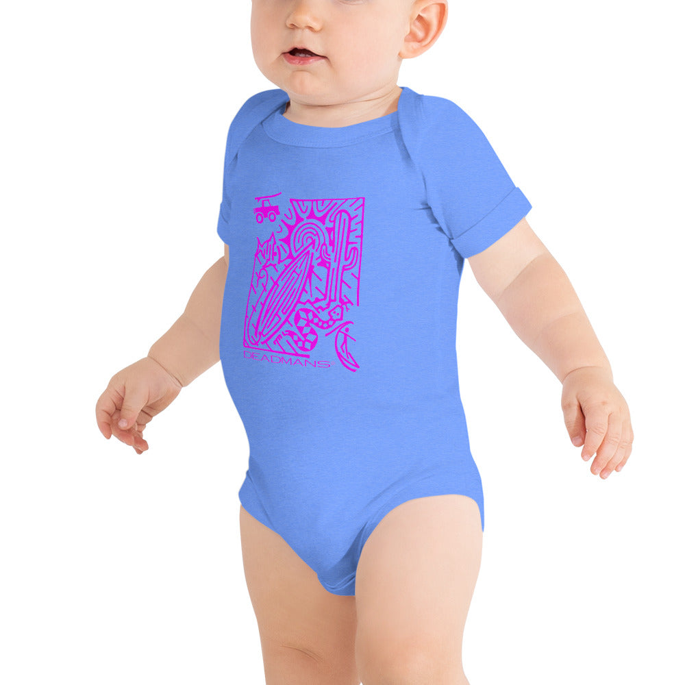 Baby short sleeve one piece - Pink Surf Maze