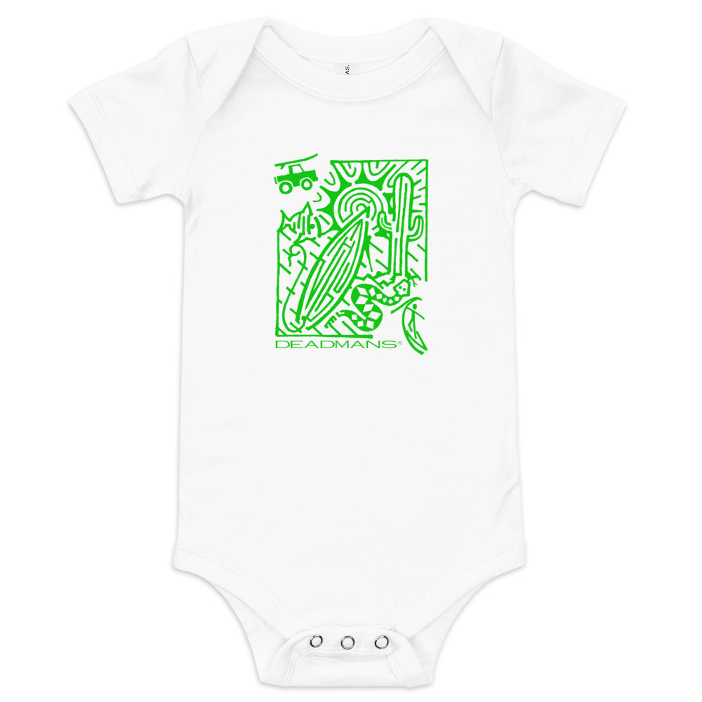 Baby short sleeve one piece - Green Surf Maze