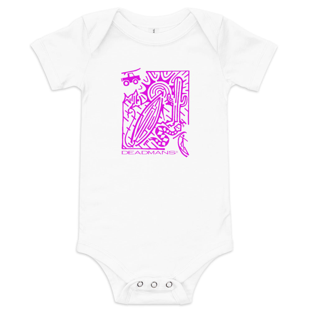 Baby short sleeve one piece - Pink Surf Maze