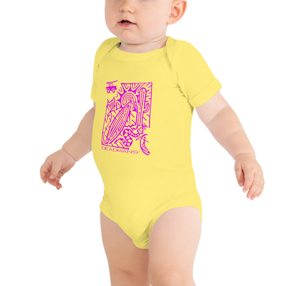 Baby short sleeve one piece - Pink Surf Maze